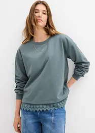 Sweatshirt med blondebesetning, bonprix