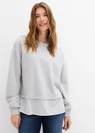 Sweatshirt med blusekant i falden, bonprix
