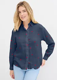 Musselin-bluse med hjertemønster, bonprix