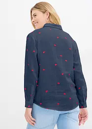 Musselin-bluse med hjertemønster, bonprix