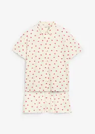 Kort pyjamas av 100% økologisk bomull med knappestolpe (sett i 2 deler), bonprix