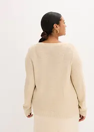 Cardigan i melert garn med gullfargede knapper, bonprix