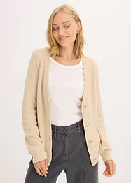 Cardigan i melert garn med gullfargede knapper, bonprix
