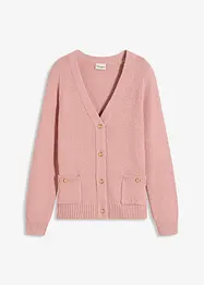 Cardigan i melert garn med gullfargede knapper, bonprix