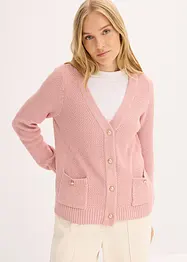 Cardigan i melert garn med gullfargede knapper, bonprix