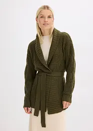 Grovstrikket strikkejakke med flettemønster, bonprix