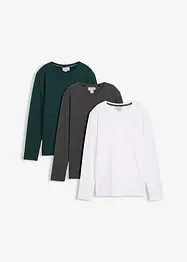 Langermet topp med økologisk bomull (3-pack), bonprix