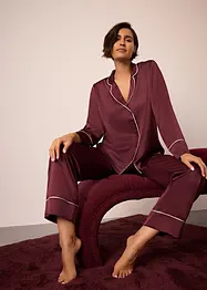 Pyjamas i vevd sateng, bonprix