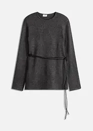 Strikket topp med ull og knytebånd i imitert skinn, bonprix