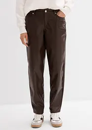 Barrel bukse i imitert skinn, Mid Waist, bonprix