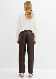 Barrel bukse i imitert skinn, Mid Waist, bonprix