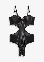 Stringbody ouvert i wetlook, bonprix