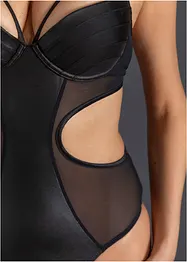 Stringbody ouvert i wetlook, bonprix