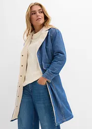 Denim-vinterkåpe, varmt fôret med teddy, bonprix