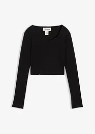 Kort, ribbet topp, bonprix