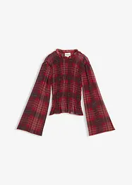 Topp i blusemateriale med vaflet innfelling, bonprix
