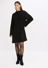 Strikket minikjole med satengsløyfe og paljetter, bonprix