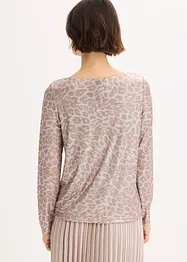 Leopard-topp med glanstrykk, bonprix