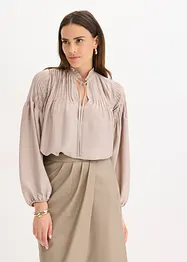 Tunika i glinsende sateng med biser, bonprix