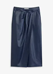 Midiskjørt i imitert skinn og omslagsmodell, bonprix