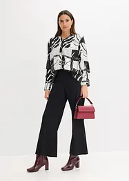 Satengbluse med passepoiler i kontrastfarge, bonprix
