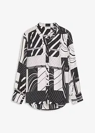 Satengbluse med passepoiler i kontrastfarge, bonprix