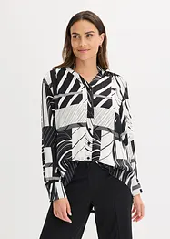 Satengbluse med passepoiler i kontrastfarge, bonprix