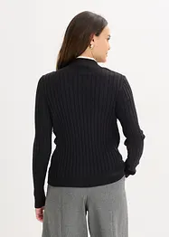Ribbet, finstrikket genser med viskose i 2-i-1-stil, bonprix