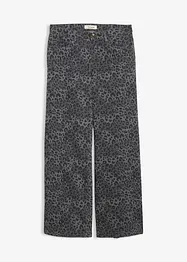 Wide Leg-twillbukse med leopardtrykk, bonprix