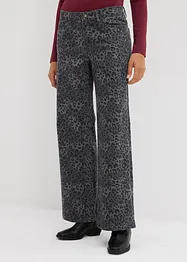 Wide Leg-twillbukse med leopardtrykk, bonprix