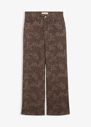 Wide Leg-twillbukse med leopardtrykk, bonprix