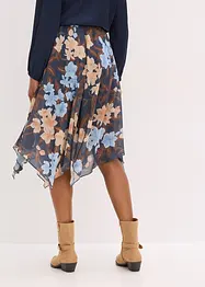 Midiskjørt i chiffon med asymmetrisk fald, bonprix