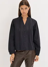 Bluse i bomull med blondedetaljer, bonprix
