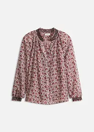 Chiffonbluse med mønster og broderi, bonprix
