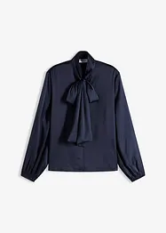 Bluse med sløyfe av lett sateng, bonprix