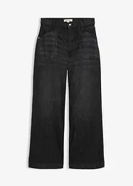 Wide Leg-jeans Mid Waist med påsatte lommer, bonprix