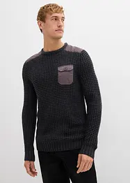 Grovstrikket genser med klaffelomme, bonprix
