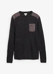 Grovstrikket genser med klaffelomme, bonprix