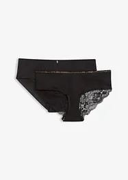 Hipstertruse med blonder (2-pack), bonprix