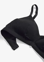 Vattert bralette i ribbet materiale med økologisk bomull, bonprix