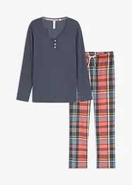 Pyjamas med ribbetopp og flanellbukse med glittergarn, bonprix