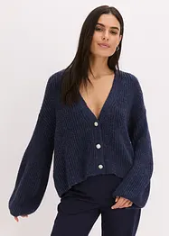 Oversized strikkejakke med glittergarn og ullandel, bonprix