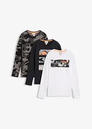 Langermet topp til gutt i 100% bomull (3-pack), bonprix