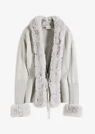 Cardigan med fuskepels, bonprix