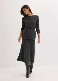 Strikket topp med ull og knytebånd i imitert skinn, bonprix