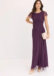 Maxikjole i tyll med perlebroderi, bonprix