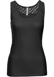 Singlet i bomull med blonder, bonprix