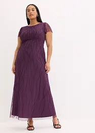 Maxikjole i tyll med perlebroderi, bonprix