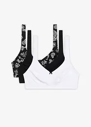 BH uten bøyle med økologisk bomull (3-pack), bonprix