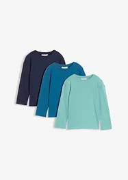 Langermet topp med økologisk bomull (3-pack), bonprix